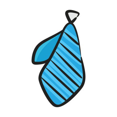 Moda kravat vektörü, boyun çevresinde düğümlenmiş uzun bir kumaş parçası. 