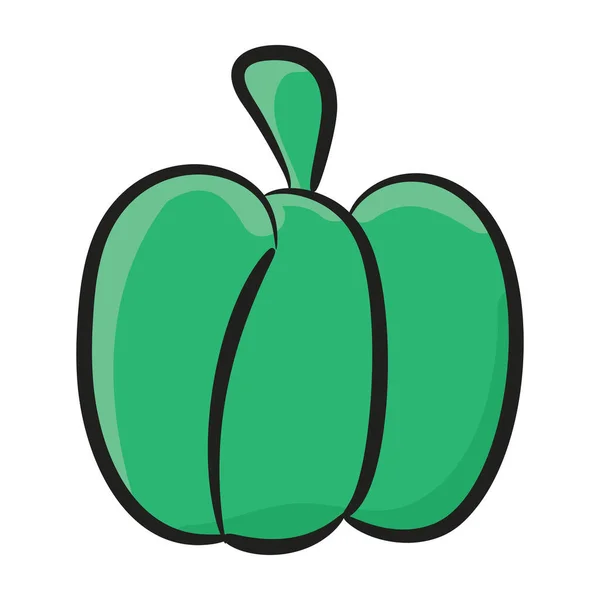 Icône Doodle Poivron Poivron Capsicum Idéal Pour Les Aliments Diététiques — Image vectorielle