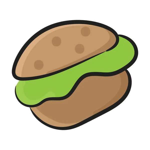 Fast Food Icona Hamburger Patty Stile Vettoriale Disegnato Mano — Vettoriale Stock