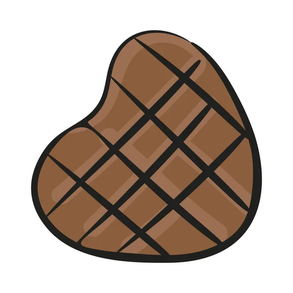 Ícone Delicioso Chocolate Coração Design Desenhado Mão — Vetor de Stock