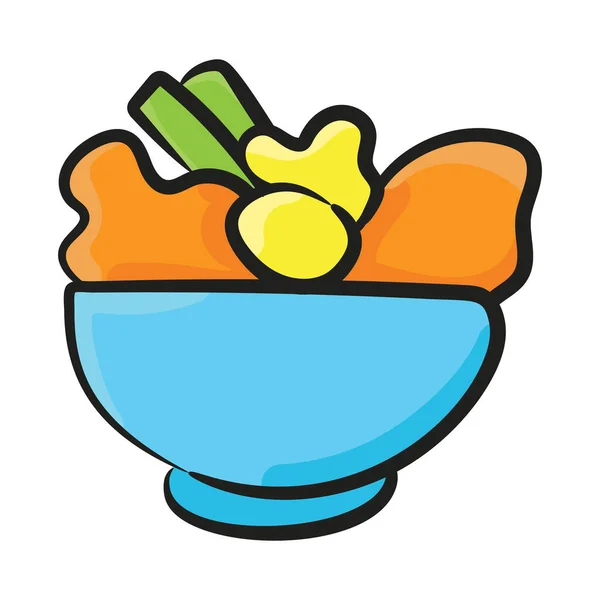 Fresh Vegetables Bowl Icon Doodle Design — Stock Vector