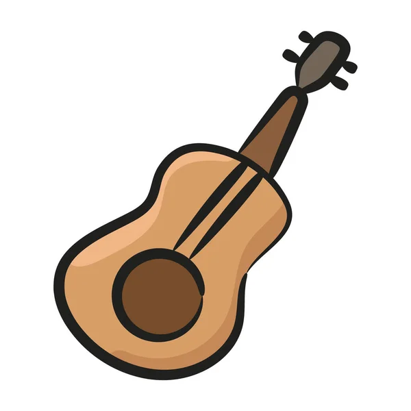 Une Guitare Icône Instrument Musique Dans Design Doodle — Image vectorielle