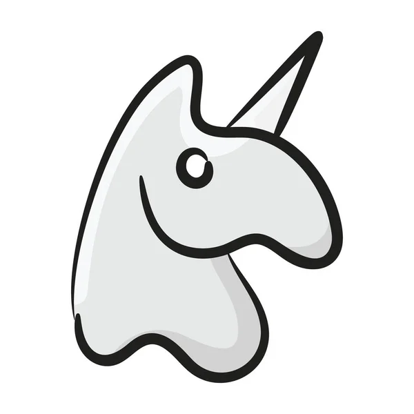 Mythical Satu Makhluk Bertanduk Tangan Digambar Ikon Unicorn - Stok Vektor