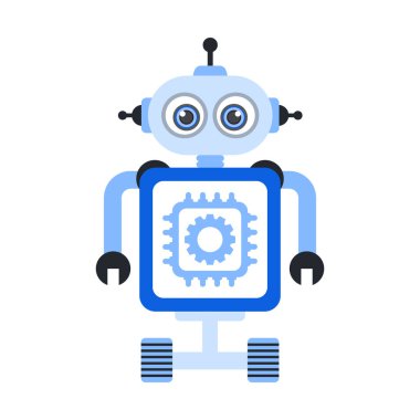 Mikrobot teknolojisi, ai robot işlem simgesi düz vektör, ai insanımsı konsept   