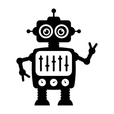 Ai teknolojik test parametreleri, mekanik robotun düz simgesi 