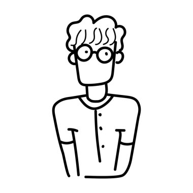 İnek bir adamın çizgi tasarımı, gözlük takan çocuk avatarı 