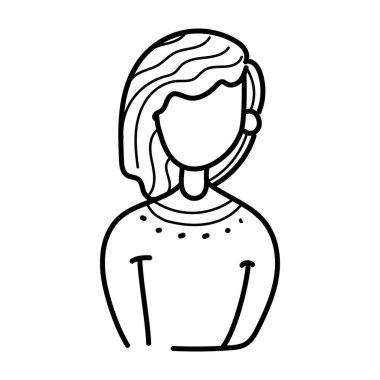 Tarz sahibi kadın avatar simgesinin karalama çizgisi vektör tasarımı