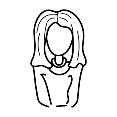 Moda kızı simgesinin el çizimi vektör tasarımı