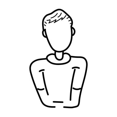 Erkek öğrencinin el çizimi ikonu, okul çocuğu  