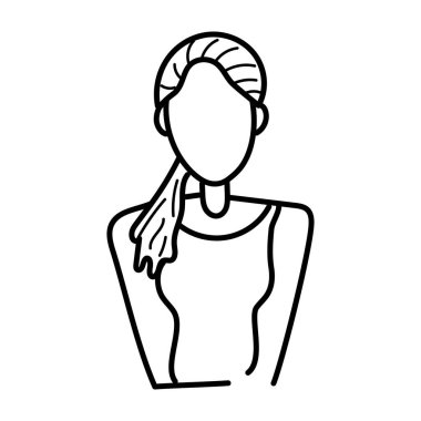 At kuyruklu genç bayan, ev hanımının karalama ikonu. 