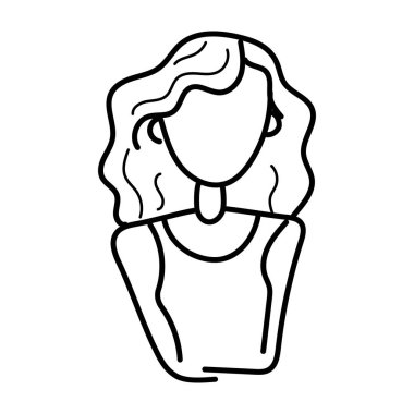 Açık saçlı bir kadın, modaya uygun bir kızın karalama ikonu. 