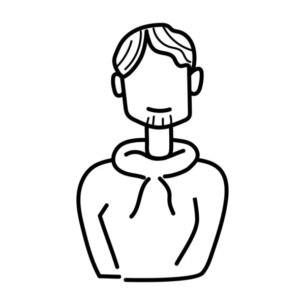 Doodle Linha Design Barba Ícone Homem — Vetor de Stock