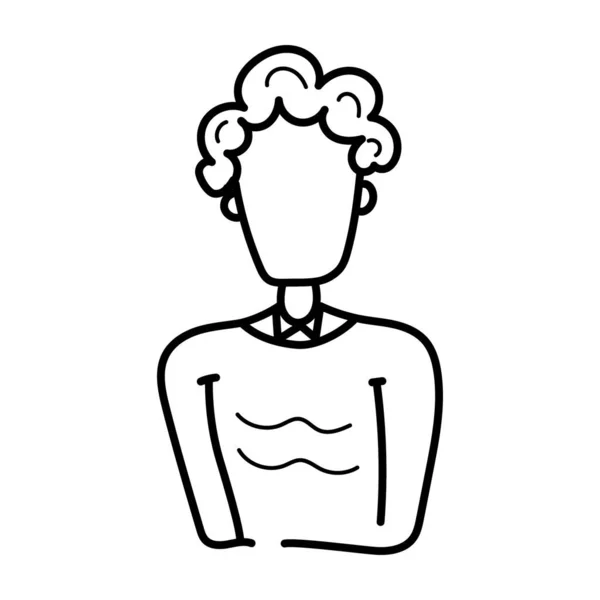 Doodle Linha Design Ícone Personagem Masculino — Vetor de Stock