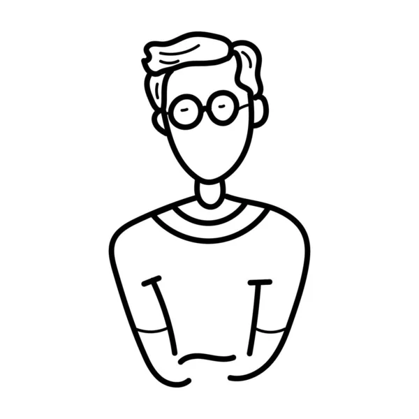 Menino Avatar Vestindo Óculos Mostrando Estudante Ícone Linha — Vetor de Stock