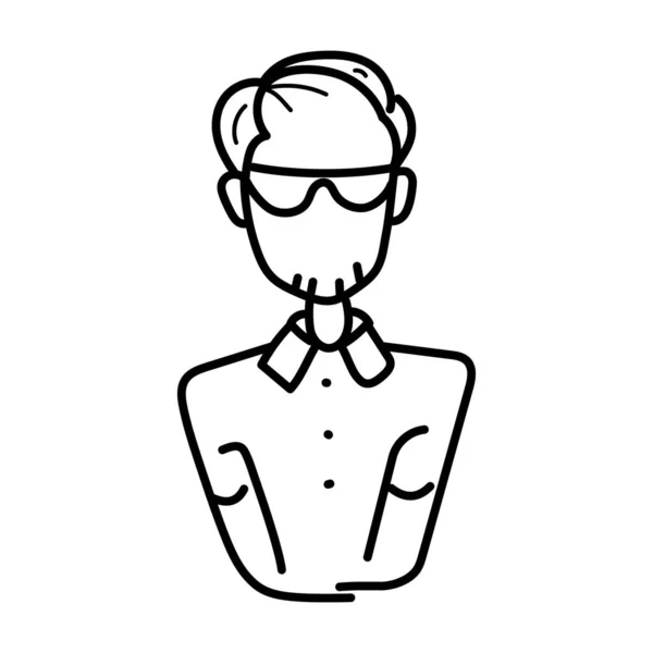 Avatar Masculin Portant Des Lunettes Icône Doodle Vieil Homme — Image vectorielle