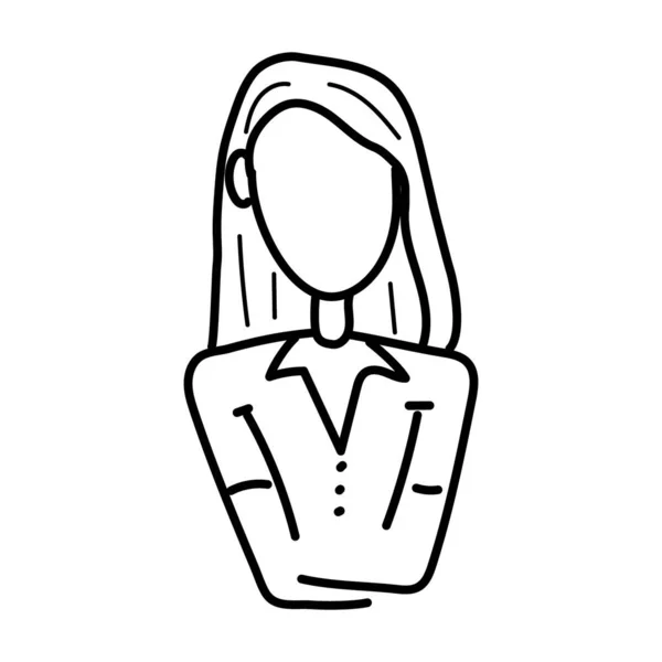 Dama Pelos Largos Garabato Icono Femenino — Vector de stock