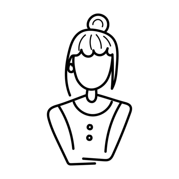 Icono Dibujado Mano Avatar Chica — Vector de stock