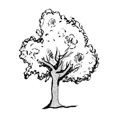 Çalı ağacının modern karalama tarzında simgesi 