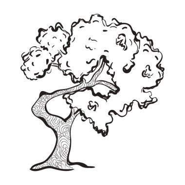 Eşsiz bir meyve ağacı vektör biçimi, el çizimi simge tasarımı 