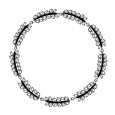 Çiçek kenarlıklı el çizimi daire çerçeve