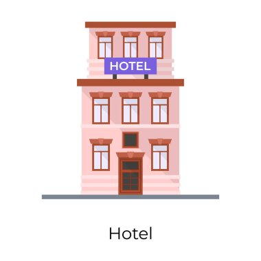 Yerel bir pansiyon, düz ikonlu bir otel binası.