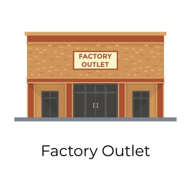 Elektrik santrali ya da fabrika simgesini düz bir şekilde gösteren bacalı bir bina