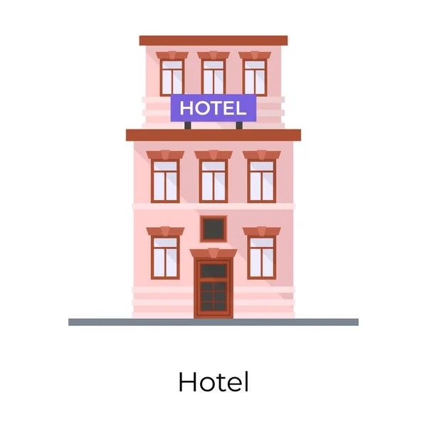 Místní Ubytovací Budova Hotelová Budova Plochou Ikonou — Stockový vektor