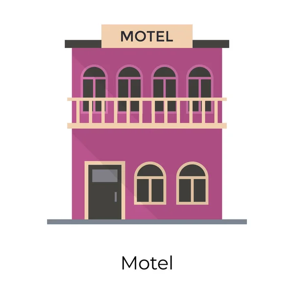 Local Lodging Building Motel Building Flat Icon — Stock Vector