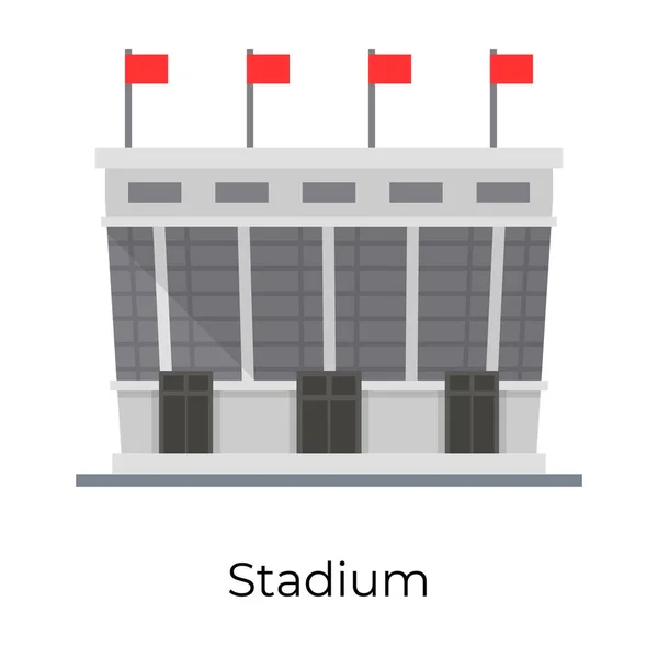 Eine Sportarena Flacher Ikone Stadion Ikone — Stockvektor