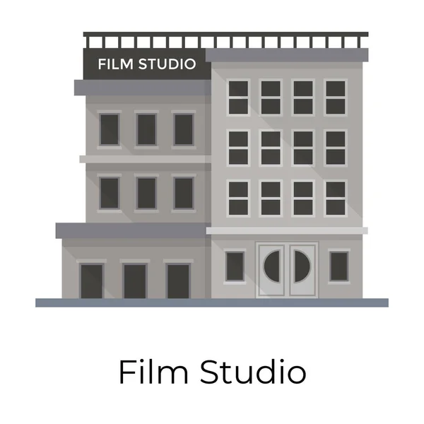 Edificio Entretenimiento Estudio Cine Editable Icono Plano — Vector de stock