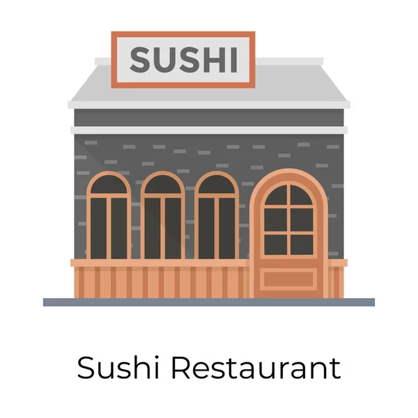 Comedor Japonés Comercial Básico Diseño Plano Del Icono Del Restaurante — Vector de stock