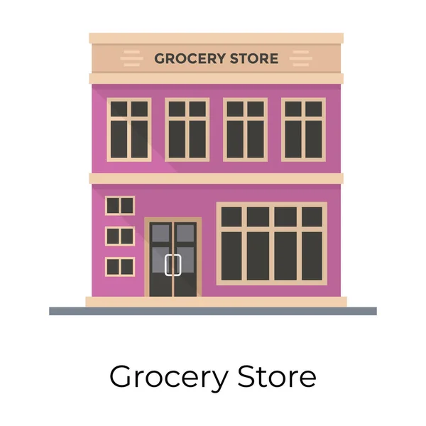 Flat Vector Design Grocery Store Supermarket Icon — Stock Vector