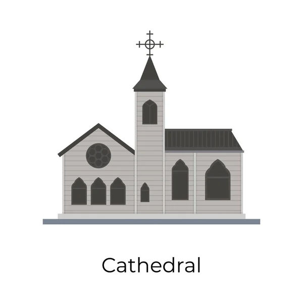 Keresztény Egyházi Épület Katedrális Vagy Templom Lapos Ikon — Stock Vector