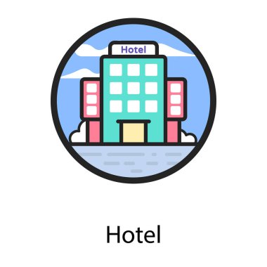 Otelin modaya uygun vektör biçimi, konaklama konsepti 