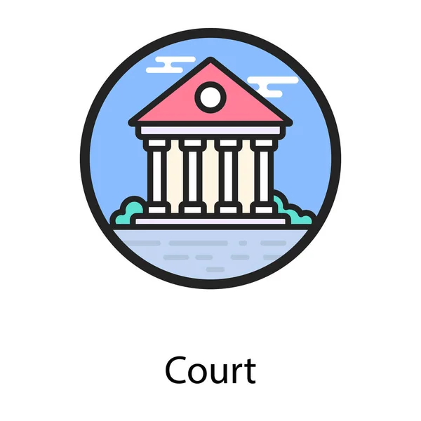 Tribunal Oficial Estilo Arredondado Plano Tribunal Direito —  Vetores de Stock