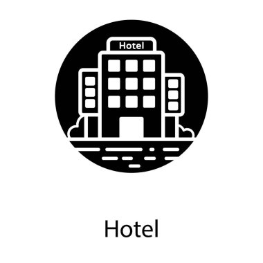 Otelin modaya uygun vektör biçimi, konaklama konsepti 
