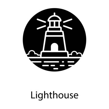 Deniz seyrüsefer kulesi, deniz fenerinin son model düz yuvarlak vektörü 