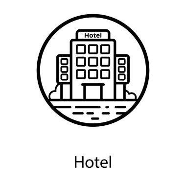 Otelin modaya uygun vektör biçimi, konaklama konsepti 