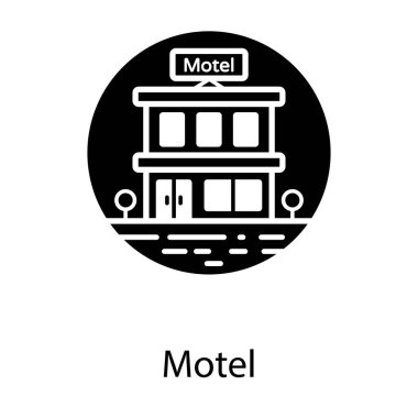 Düz yuvarlak otel ikonu, otel vektör biçimi 