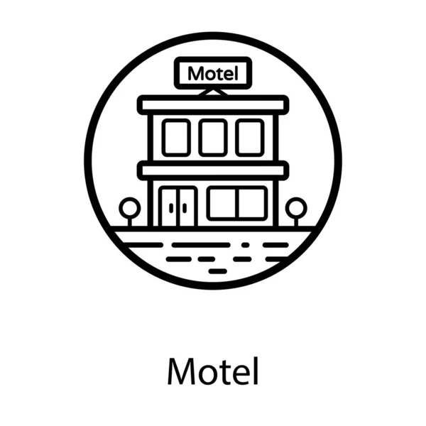 Motel Icon Flat Rounded Style Hotel Vector Style — Stock Vector