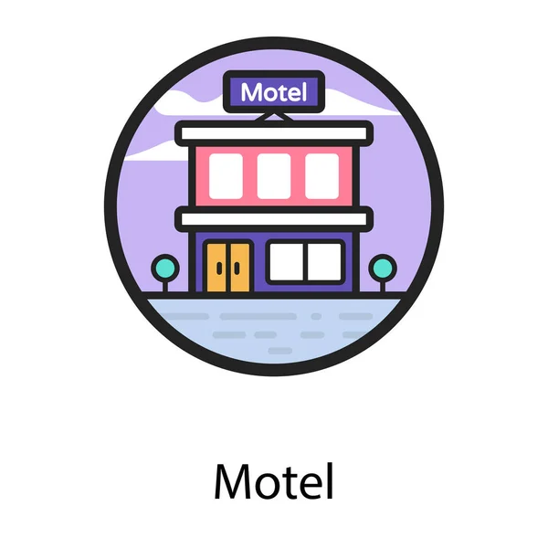 Motel Εικονίδιο Επίπεδη Στρογγυλεμένο Στυλ Ξενοδοχείο Διανυσματικό Στυλ — Διανυσματικό Αρχείο