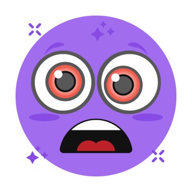 Şaşırmış emojinin düz bir vektör tasarımı, düz stilde şaşırmış emoji 