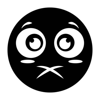 Dudaklar mühürlü emoji, dilsiz ifadelerin düz simge tasarımı 