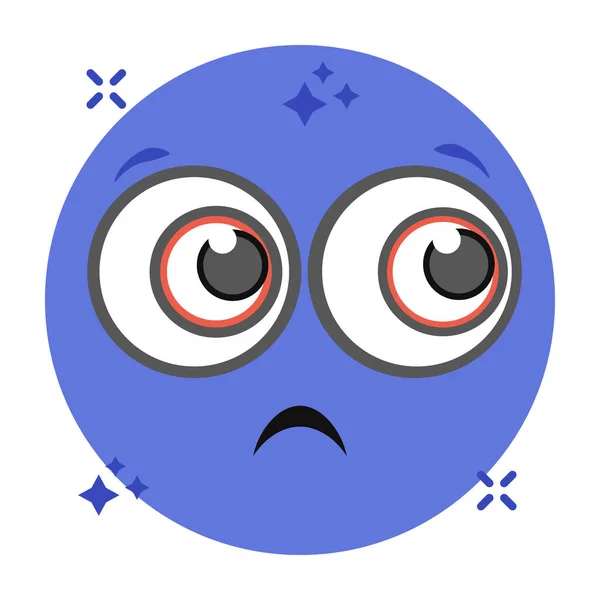 Flat Vector Sad Emotag Facial Expression — Stock Vector