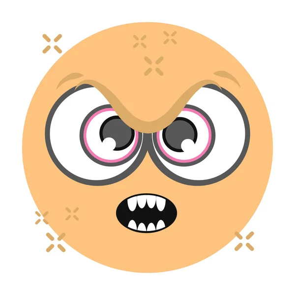 Vector of angry emoticon, horror emotion in trendy flat style