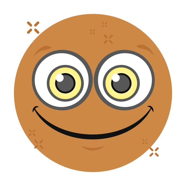 Χαριτωμένο Χαρούμενο Εικονίδιο Emoticon Επίπεδη Σχεδίαση — Διανυσματικό Αρχείο