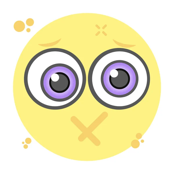 Lábios Selado Emoji Design Ícone Plana — Vetor de Stock