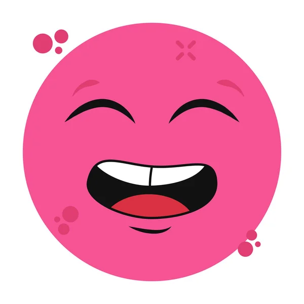 Cara Sonriente Con Los Ojos Cerrados Boca Abierta Emotag Sonriente — Vector de stock