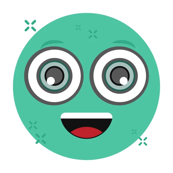 Vecteur Emoji Heureux Satisfait Conception Icône Plate — Image vectorielle