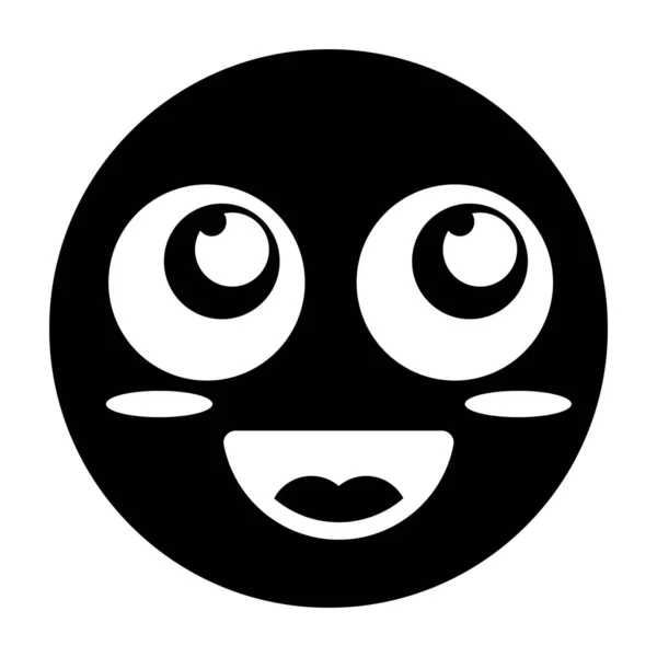 Emoji Rougissant Emotag Souriant Dans Style Plat Moderne — Image vectorielle